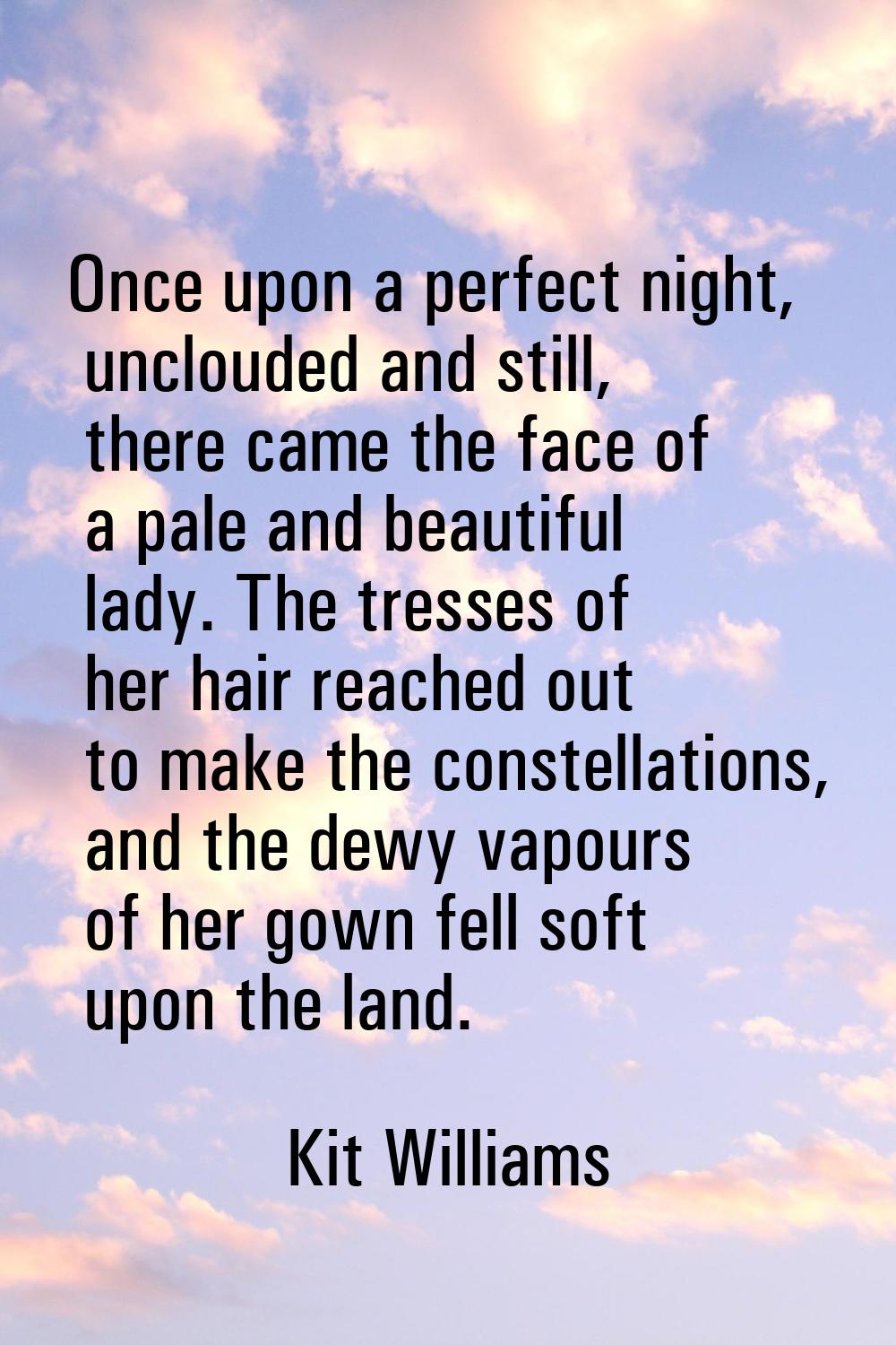 Once upon a perfect night, unclouded and still, there came the face of a pale and beautiful lady. T
