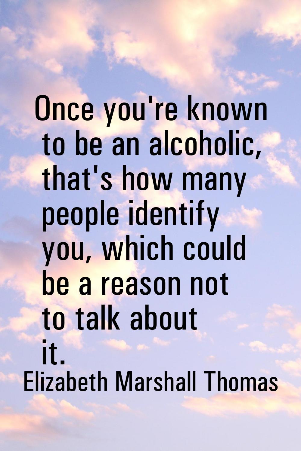 Once you're known to be an alcoholic, that's how many people identify you, which could be a reason 