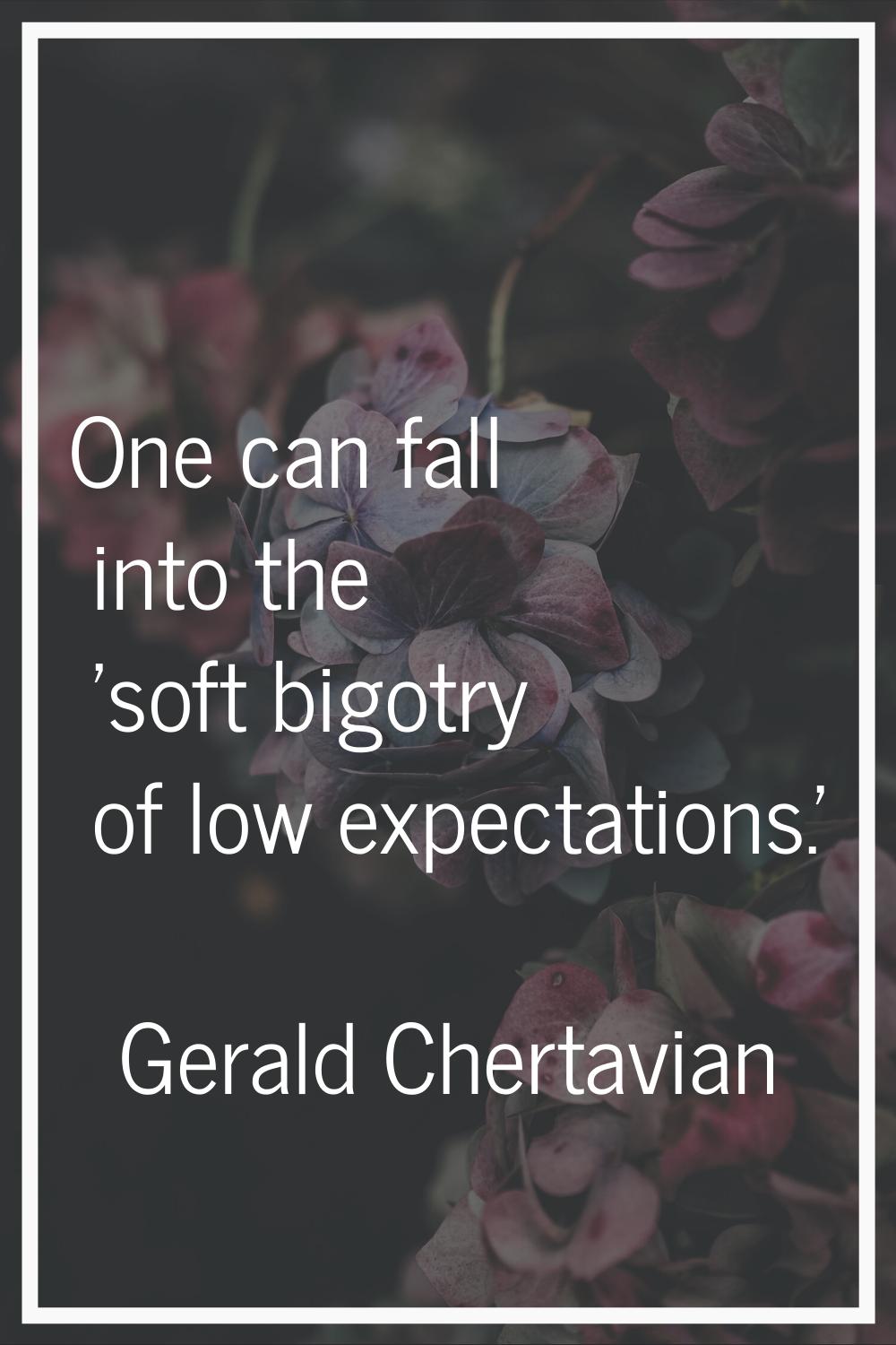 One can fall into the 'soft bigotry of low expectations.'