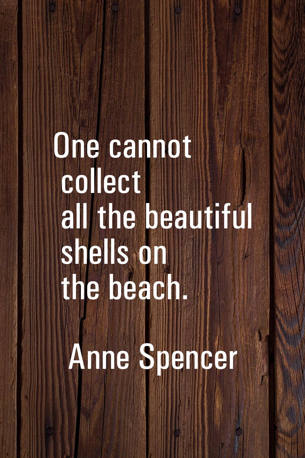 One cannot collect all the beautiful shells on the beach.