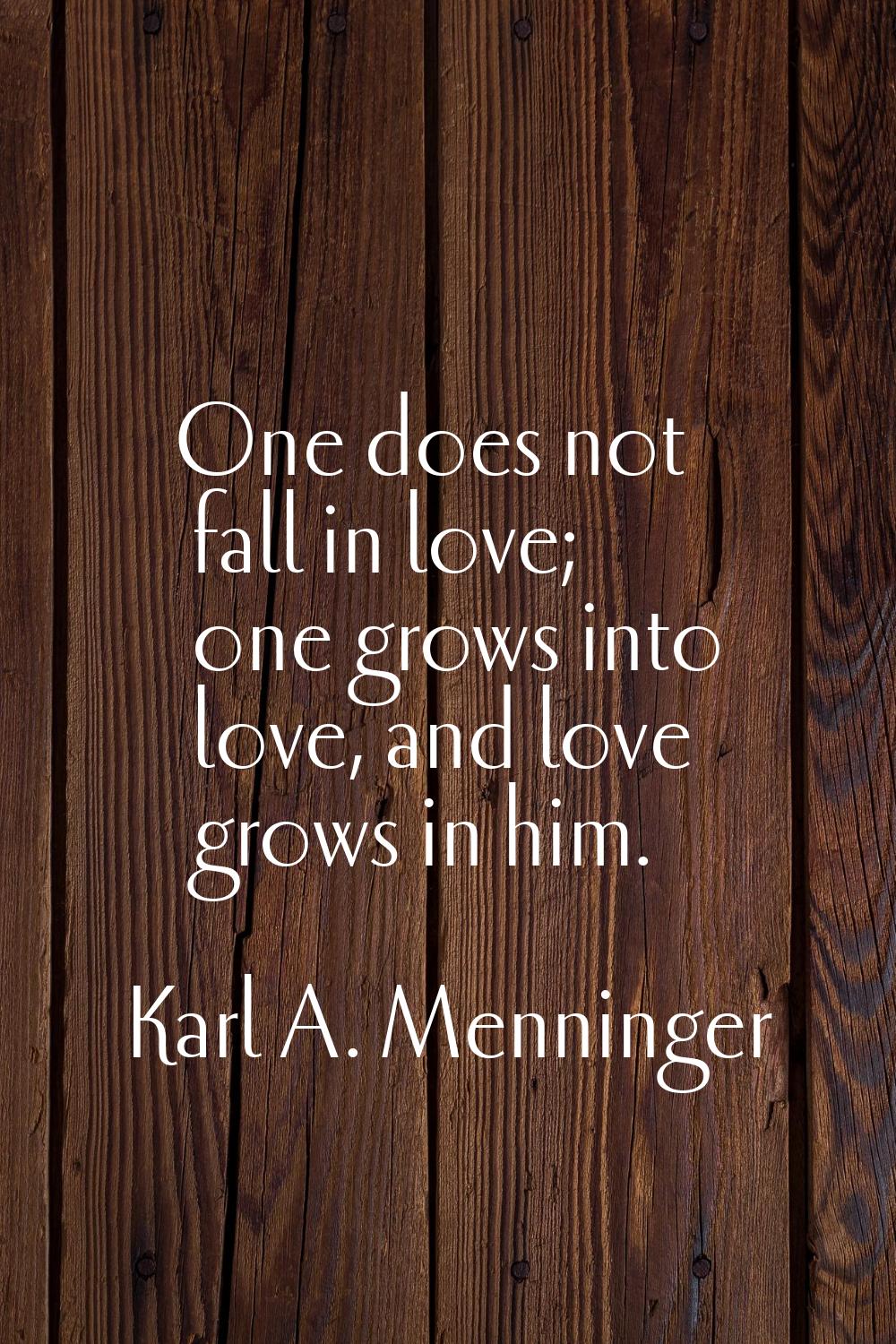 One does not fall in love; one grows into love, and love grows in him.