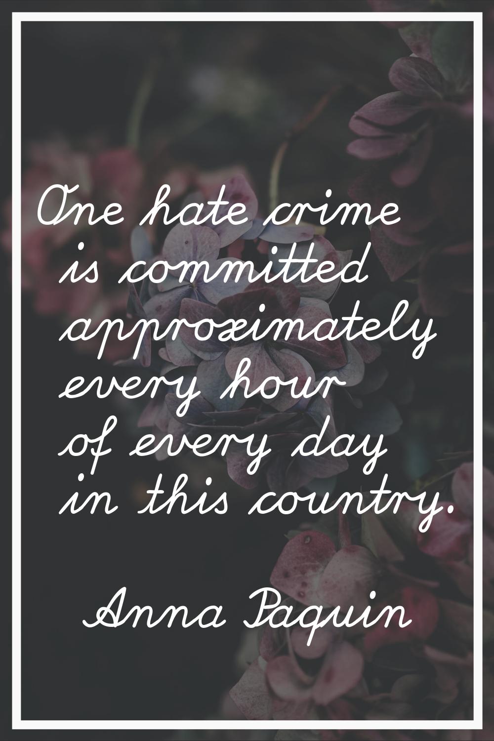 One hate crime is committed approximately every hour of every day in this country.