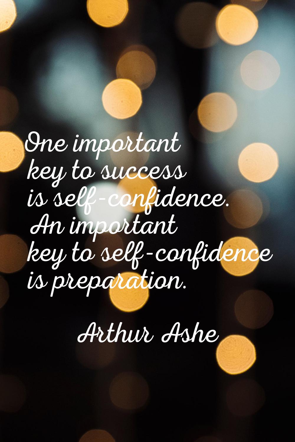 One important key to success is self-confidence. An important key to self-confidence is preparation
