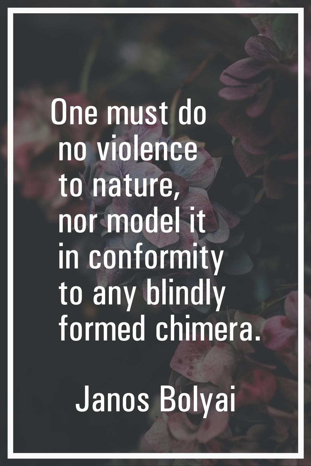 One must do no violence to nature, nor model it in conformity to any blindly formed chimera.