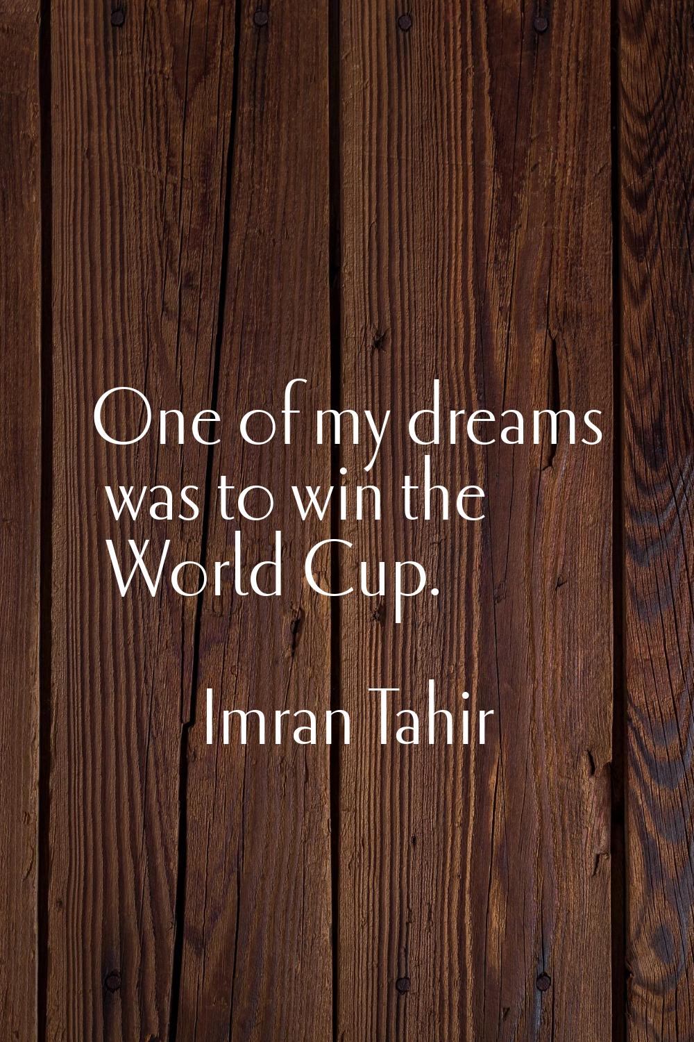One of my dreams was to win the World Cup.