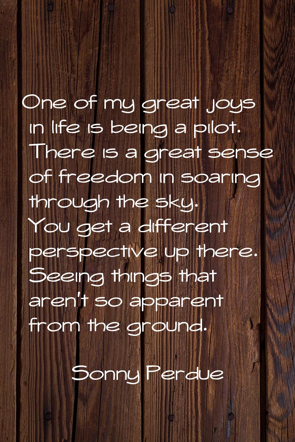 One of my great joys in life is being a pilot. There is a great sense of freedom in soaring through