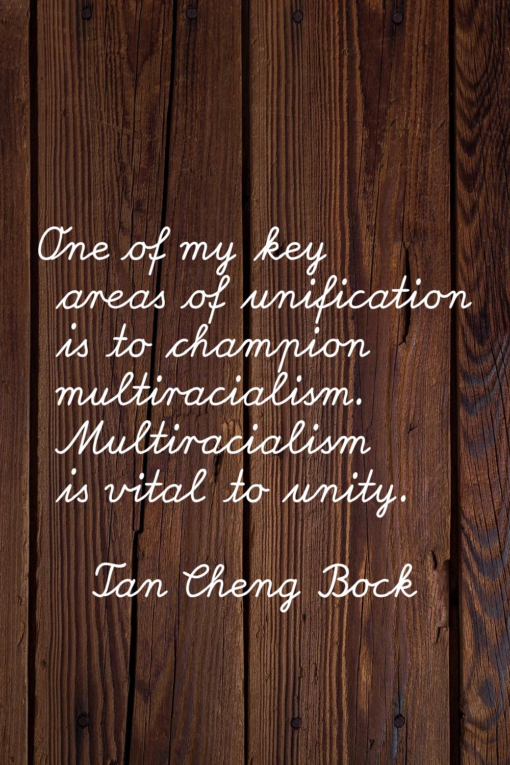 One of my key areas of unification is to champion multiracialism. Multiracialism is vital to unity.
