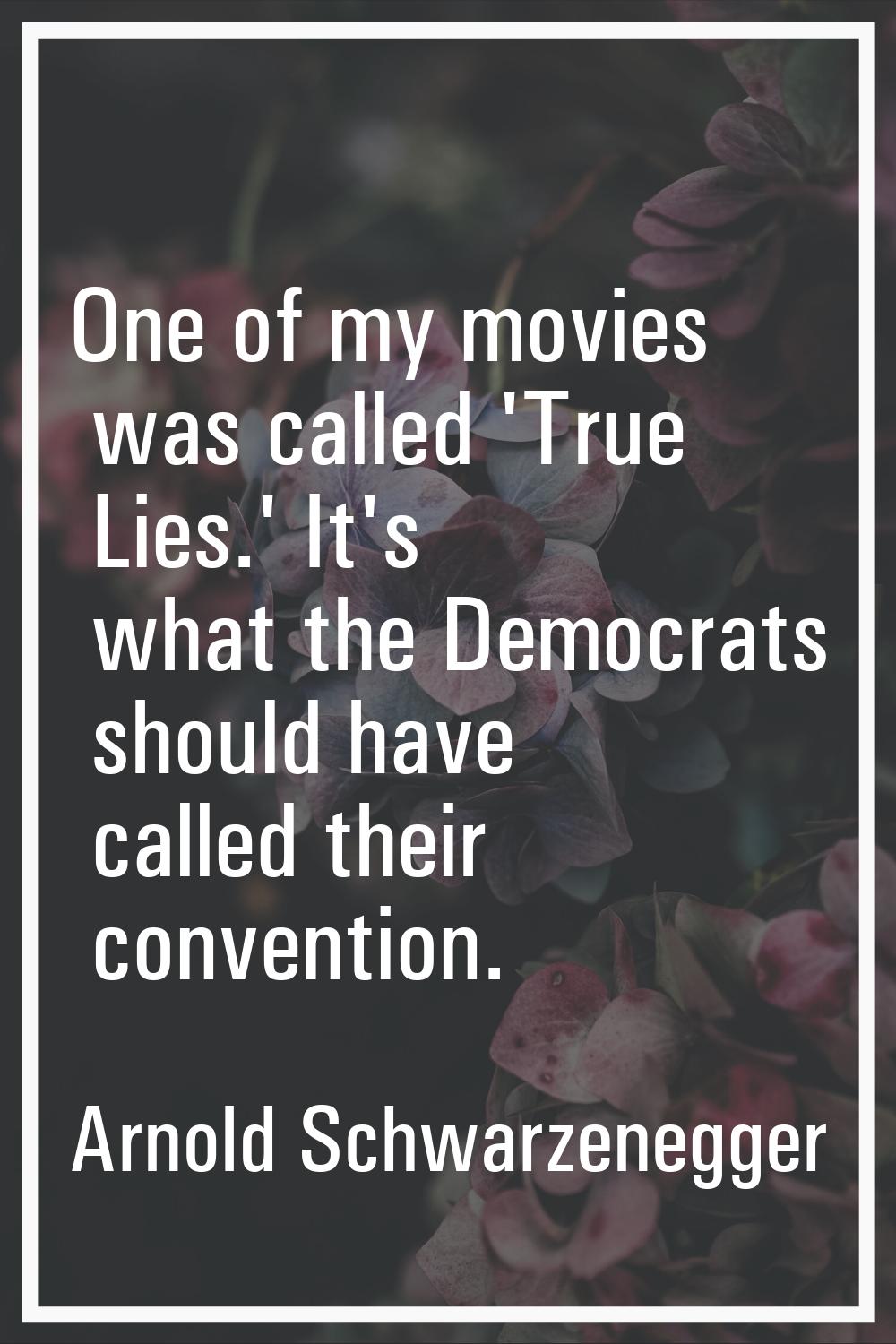 One of my movies was called 'True Lies.' It's what the Democrats should have called their conventio