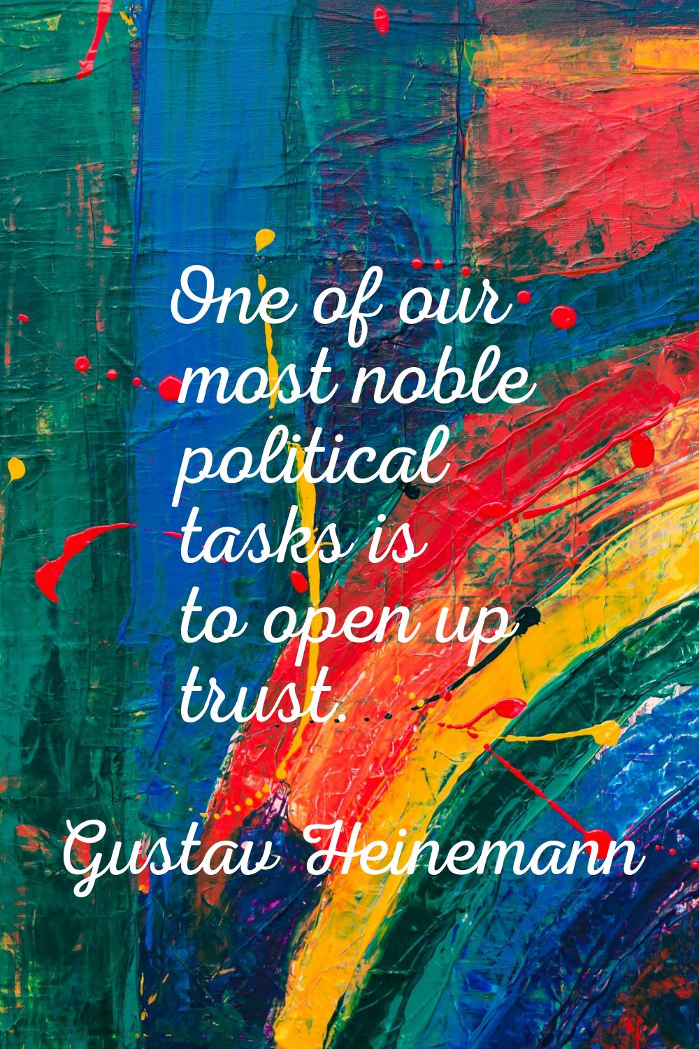 One of our most noble political tasks is to open up trust.