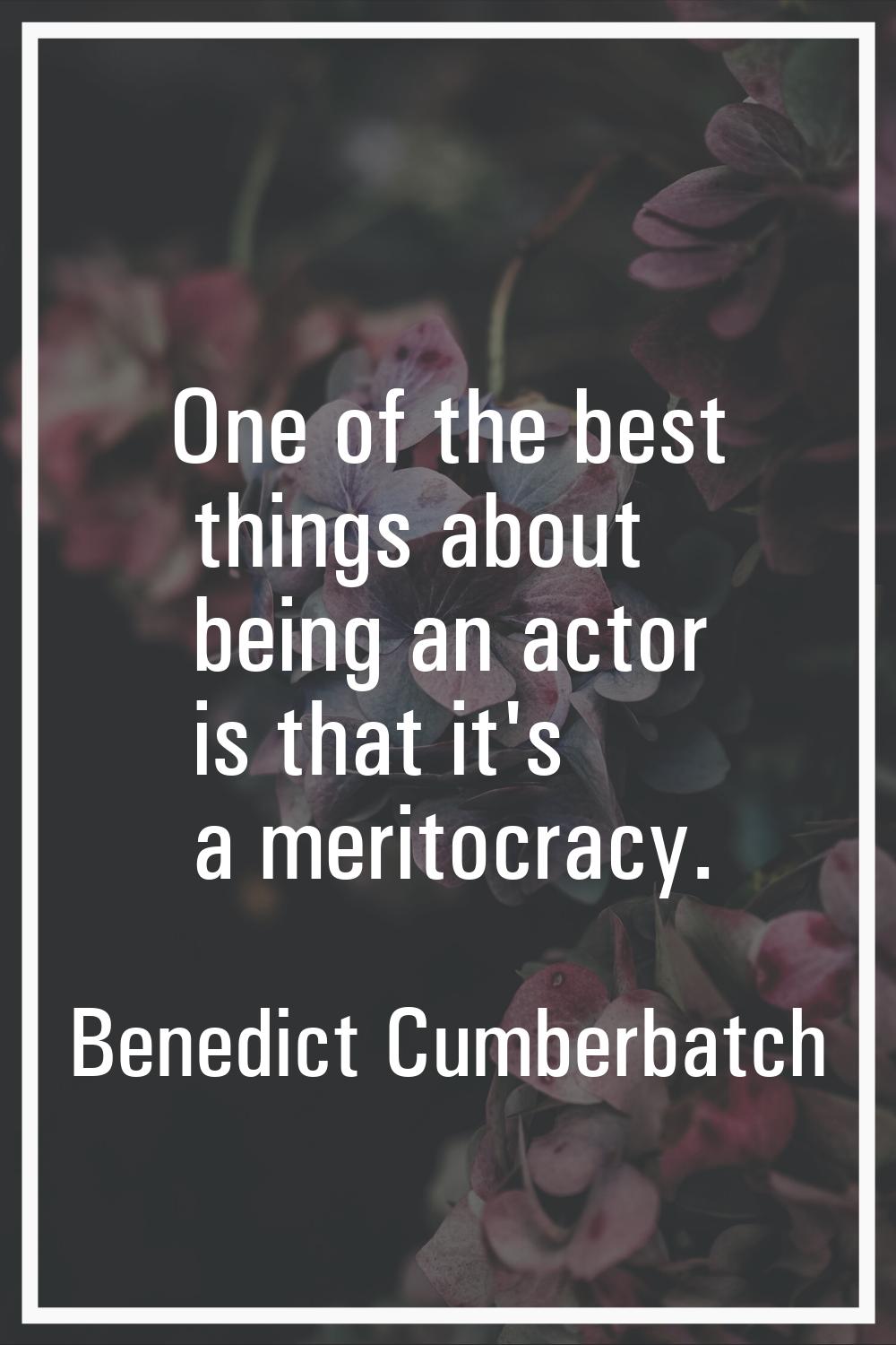 One of the best things about being an actor is that it's a meritocracy.