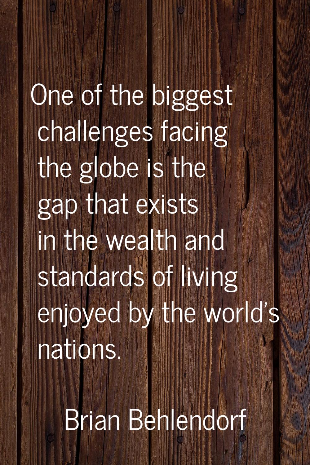 One of the biggest challenges facing the globe is the gap that exists in the wealth and standards o
