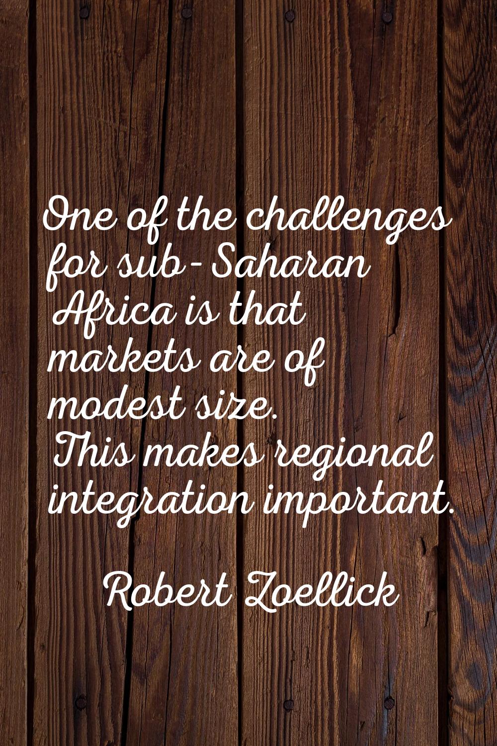 One of the challenges for sub-Saharan Africa is that markets are of modest size. This makes regiona