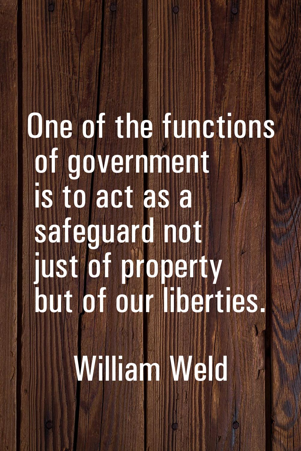 One of the functions of government is to act as a safeguard not just of property but of our liberti