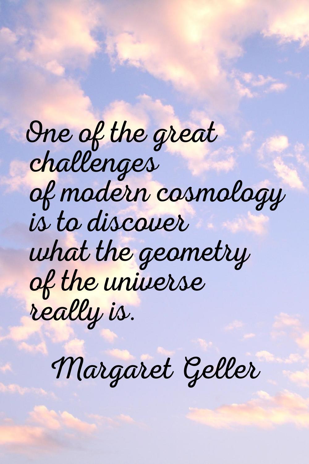 One of the great challenges of modern cosmology is to discover what the geometry of the universe re