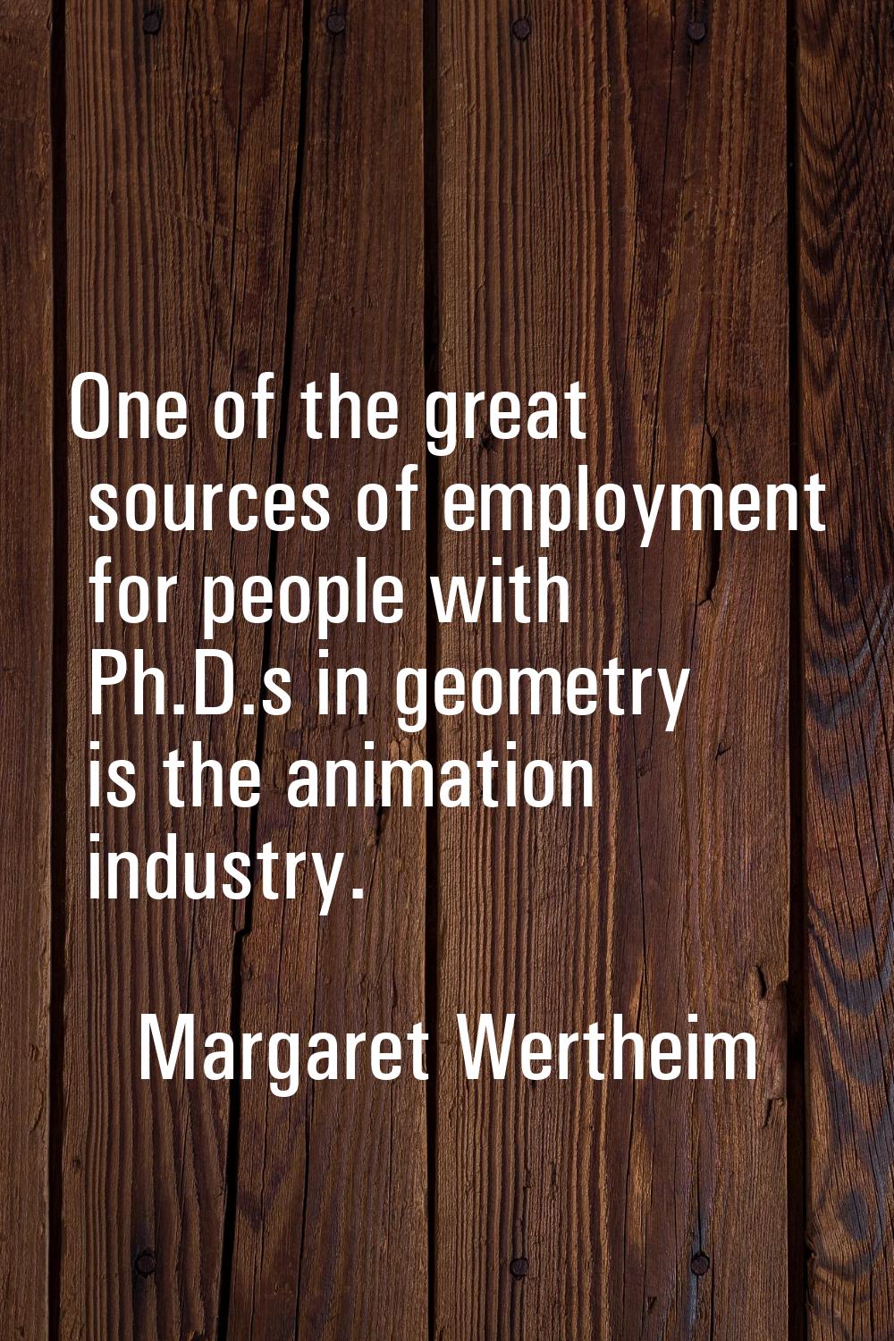 One of the great sources of employment for people with Ph.D.s in geometry is the animation industry