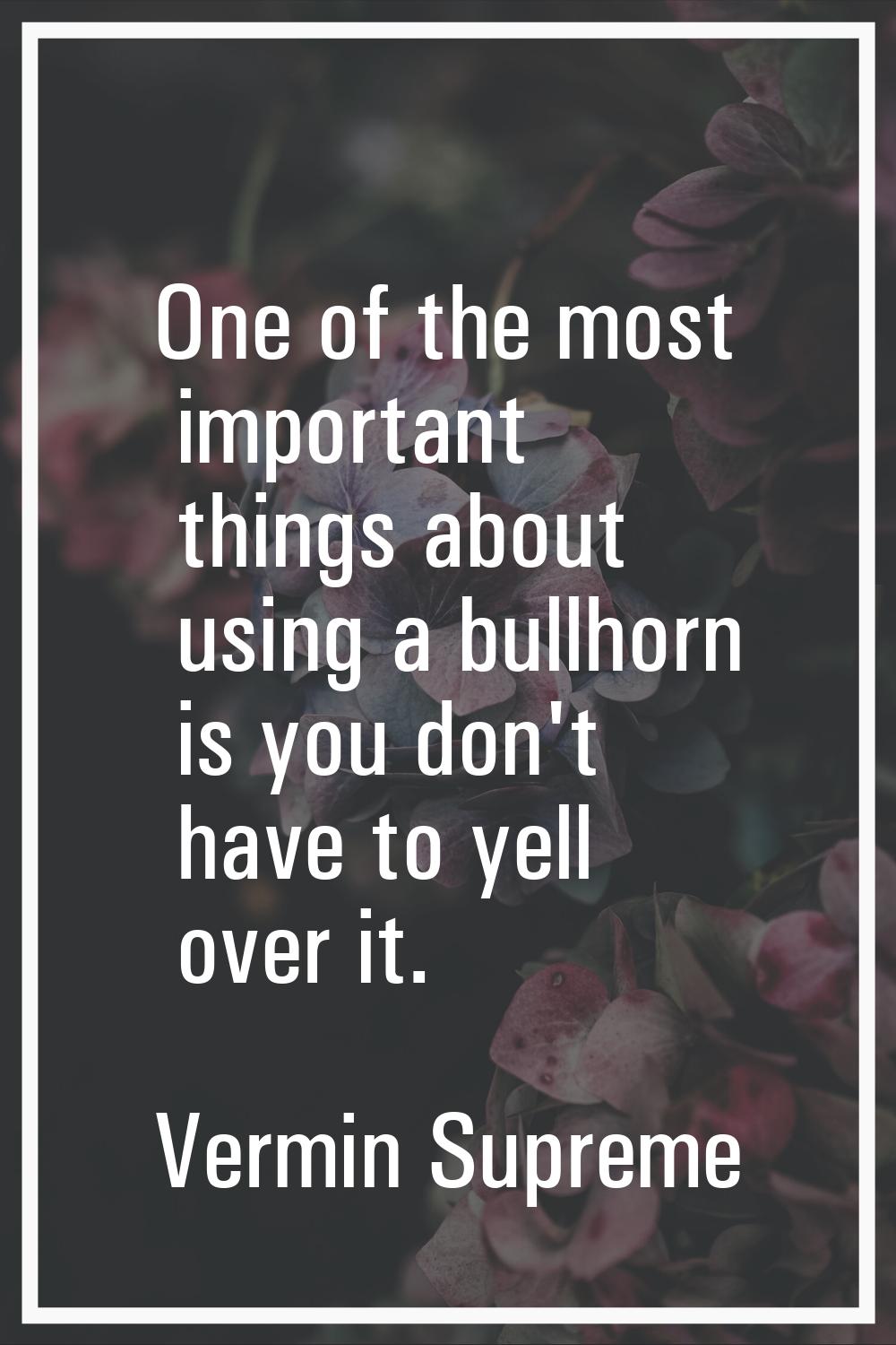 One of the most important things about using a bullhorn is you don't have to yell over it.
