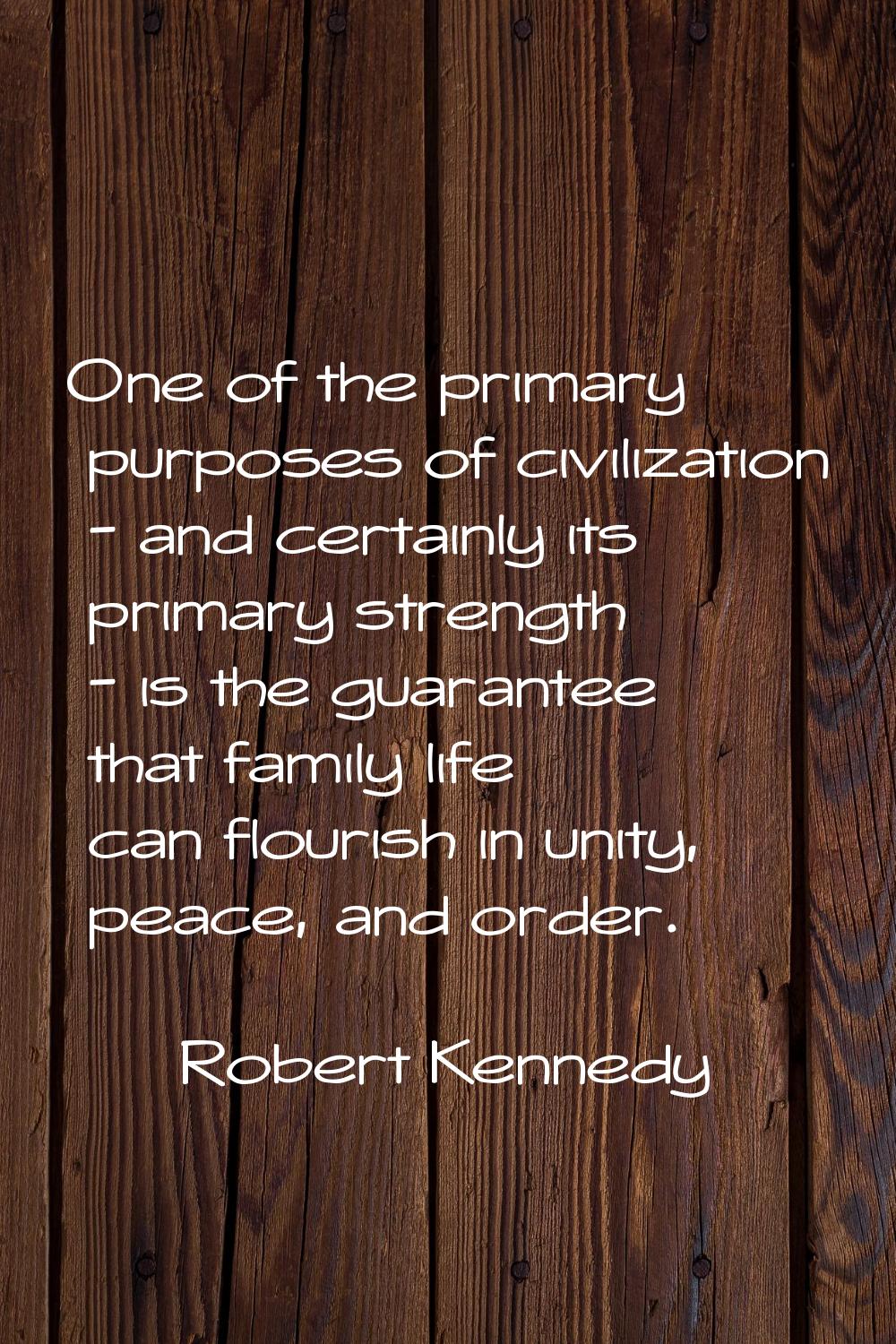 One of the primary purposes of civilization - and certainly its primary strength - is the guarantee