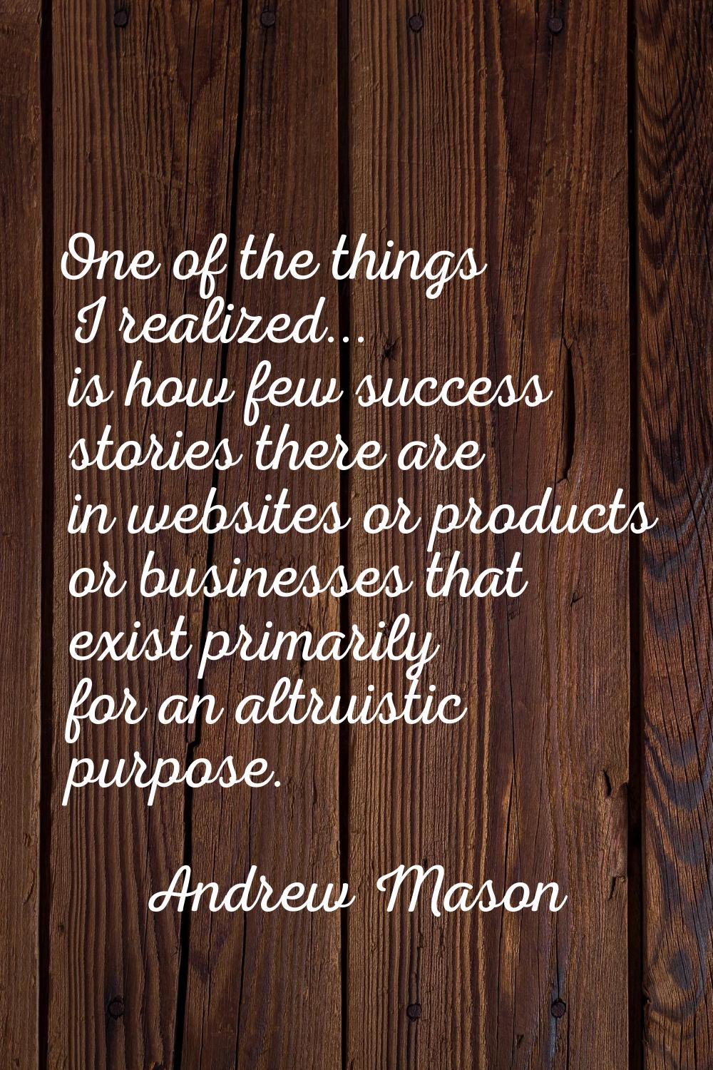 One of the things I realized... is how few success stories there are in websites or products or bus