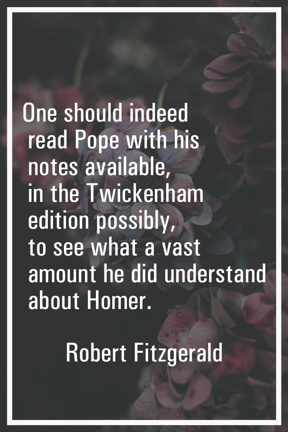 One should indeed read Pope with his notes available, in the Twickenham edition possibly, to see wh