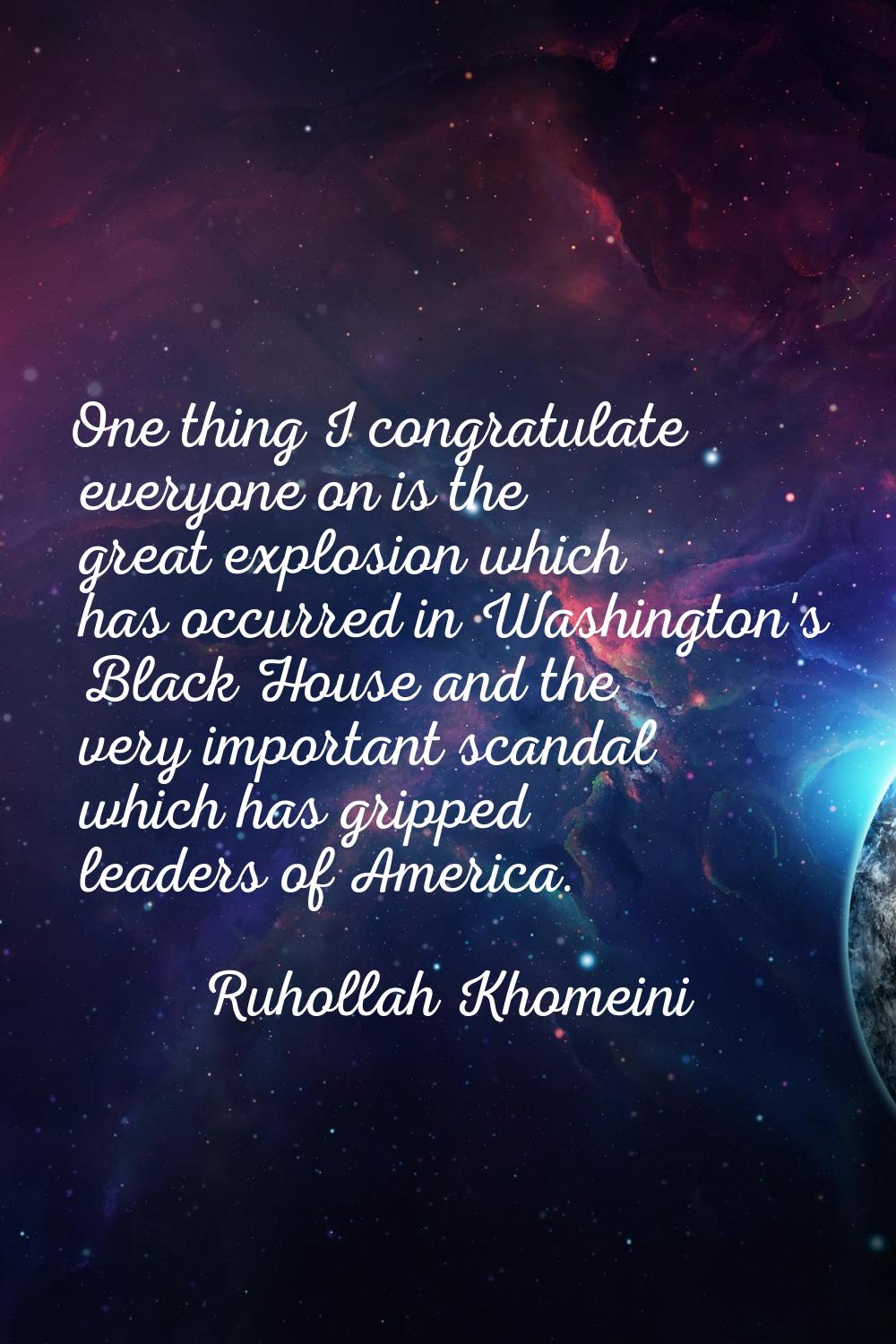 One thing I congratulate everyone on is the great explosion which has occurred in Washington's Blac
