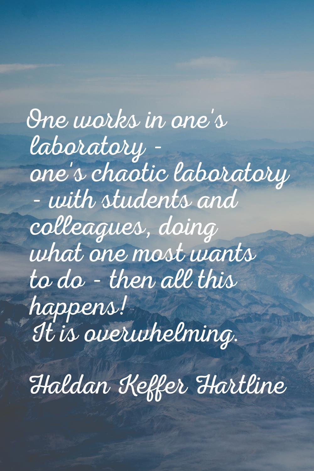 One works in one's laboratory - one's chaotic laboratory - with students and colleagues, doing what