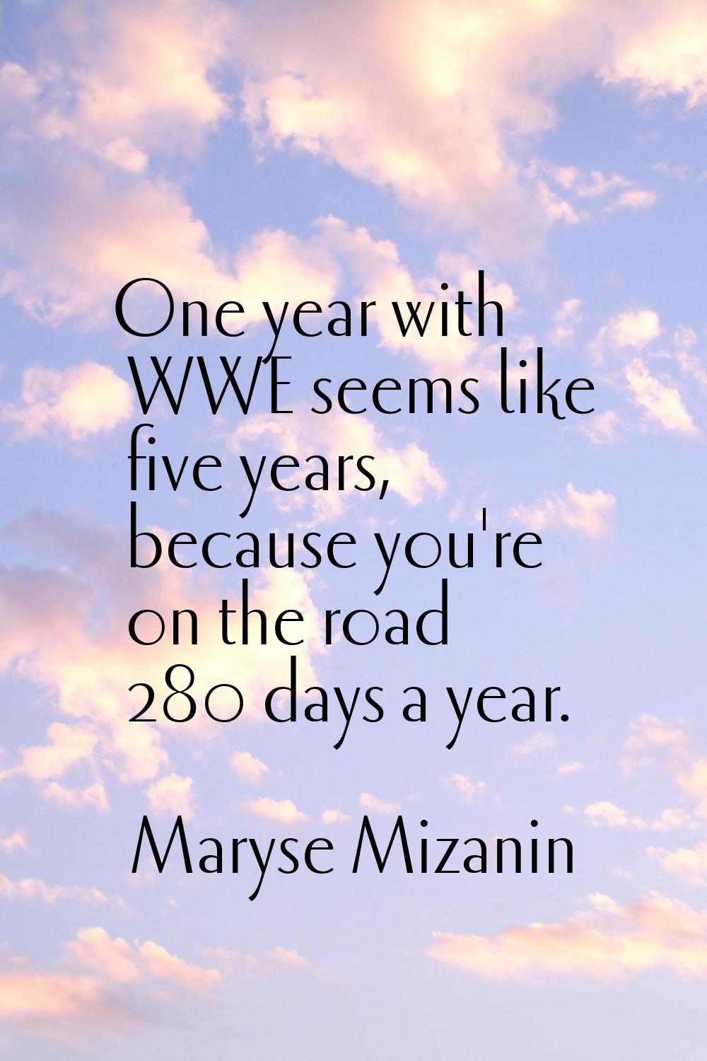 One year with WWE seems like five years, because you're on the road 280 days a year.