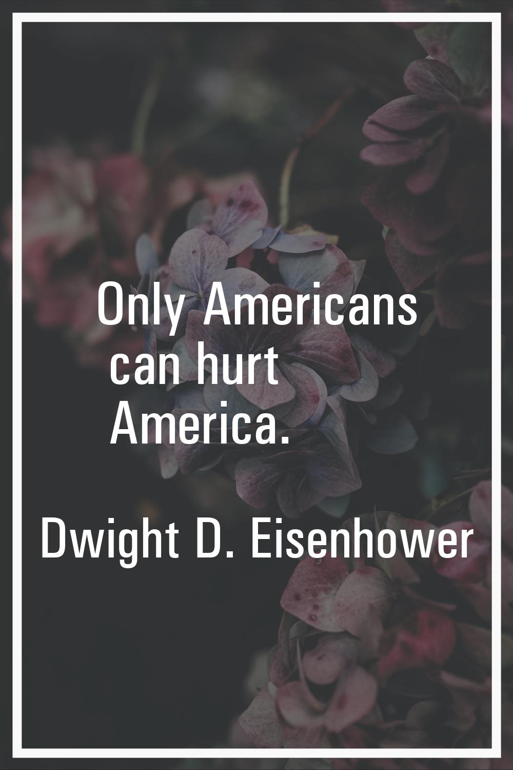 Only Americans can hurt America.