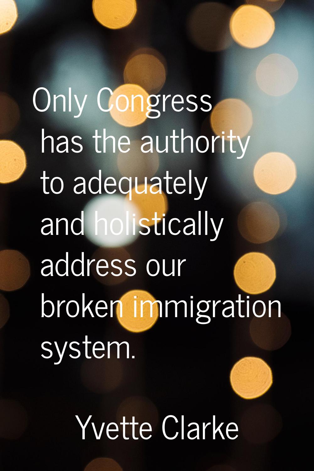 Only Congress has the authority to adequately and holistically address our broken immigration syste