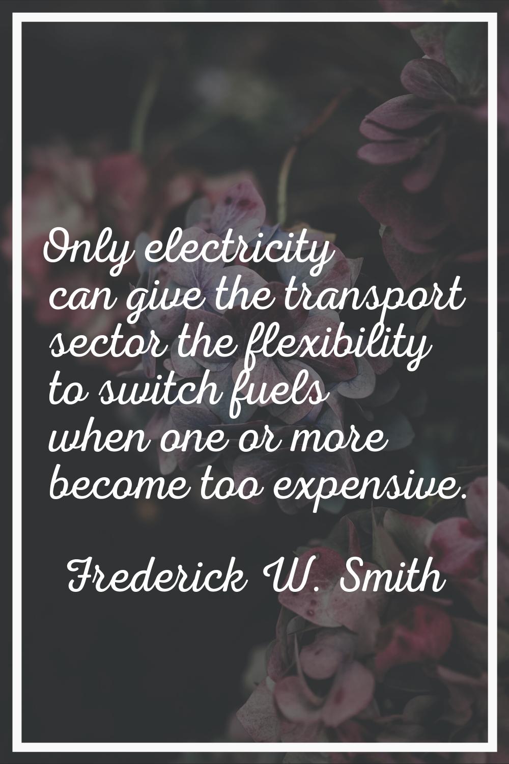 Only electricity can give the transport sector the flexibility to switch fuels when one or more bec