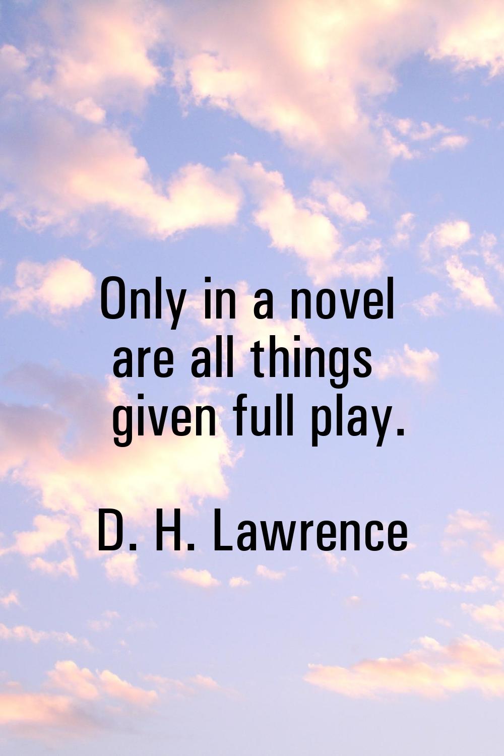 Only in a novel are all things given full play.