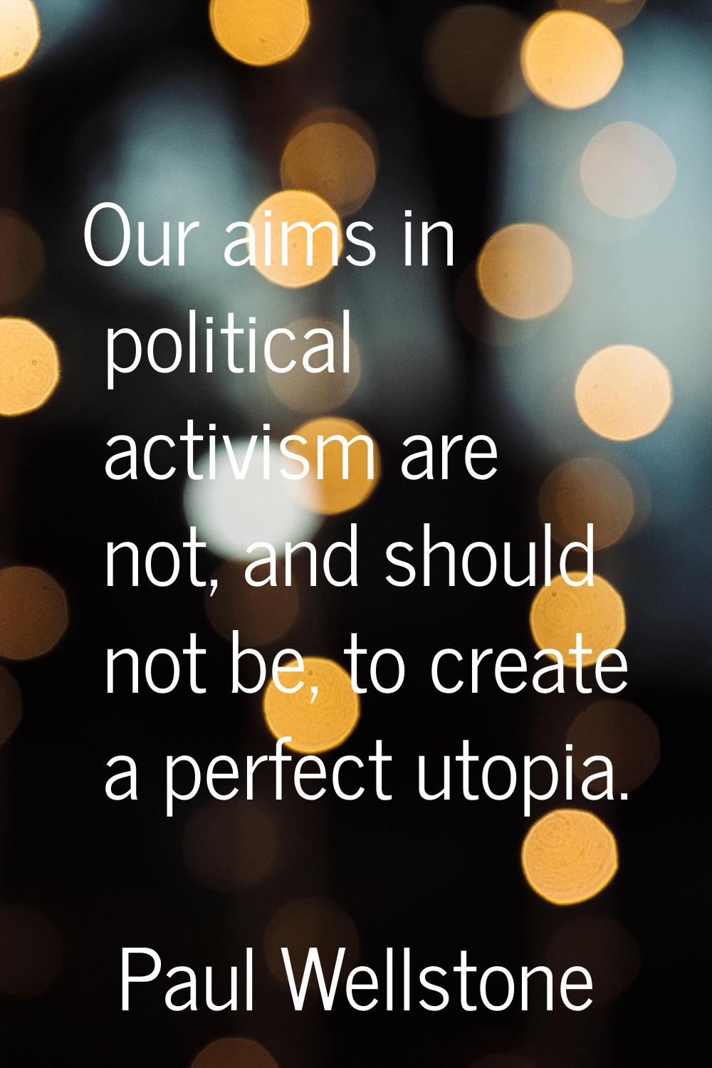 Our aims in political activism are not, and should not be, to create a perfect utopia.