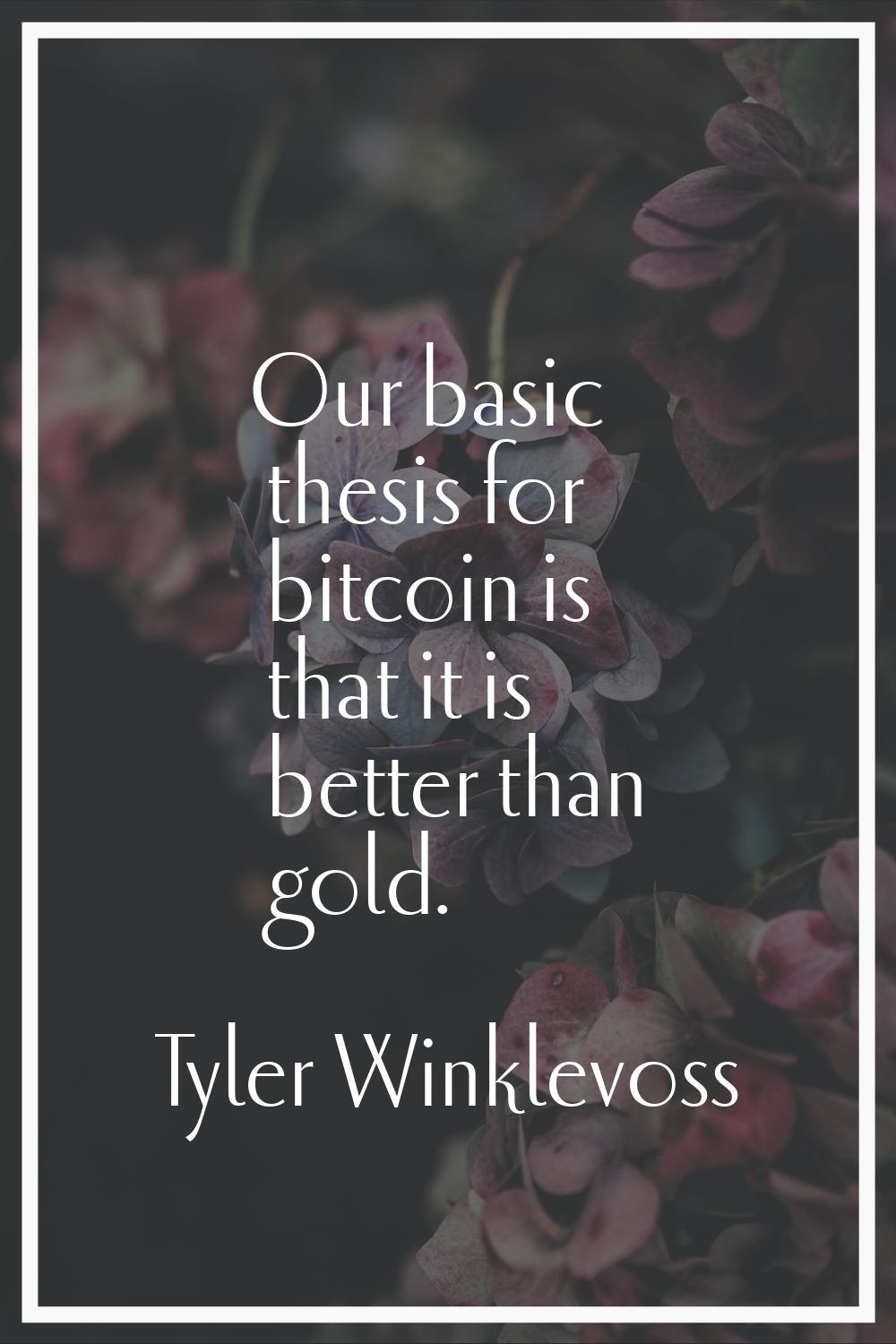 Our basic thesis for bitcoin is that it is better than gold.