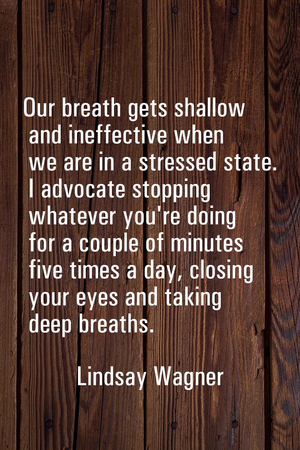 Our breath gets shallow and ineffective when we are in a stressed state. I advocate stopping whatev
