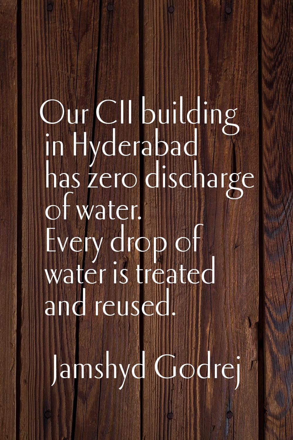 Our CII building in Hyderabad has zero discharge of water. Every drop of water is treated and reuse
