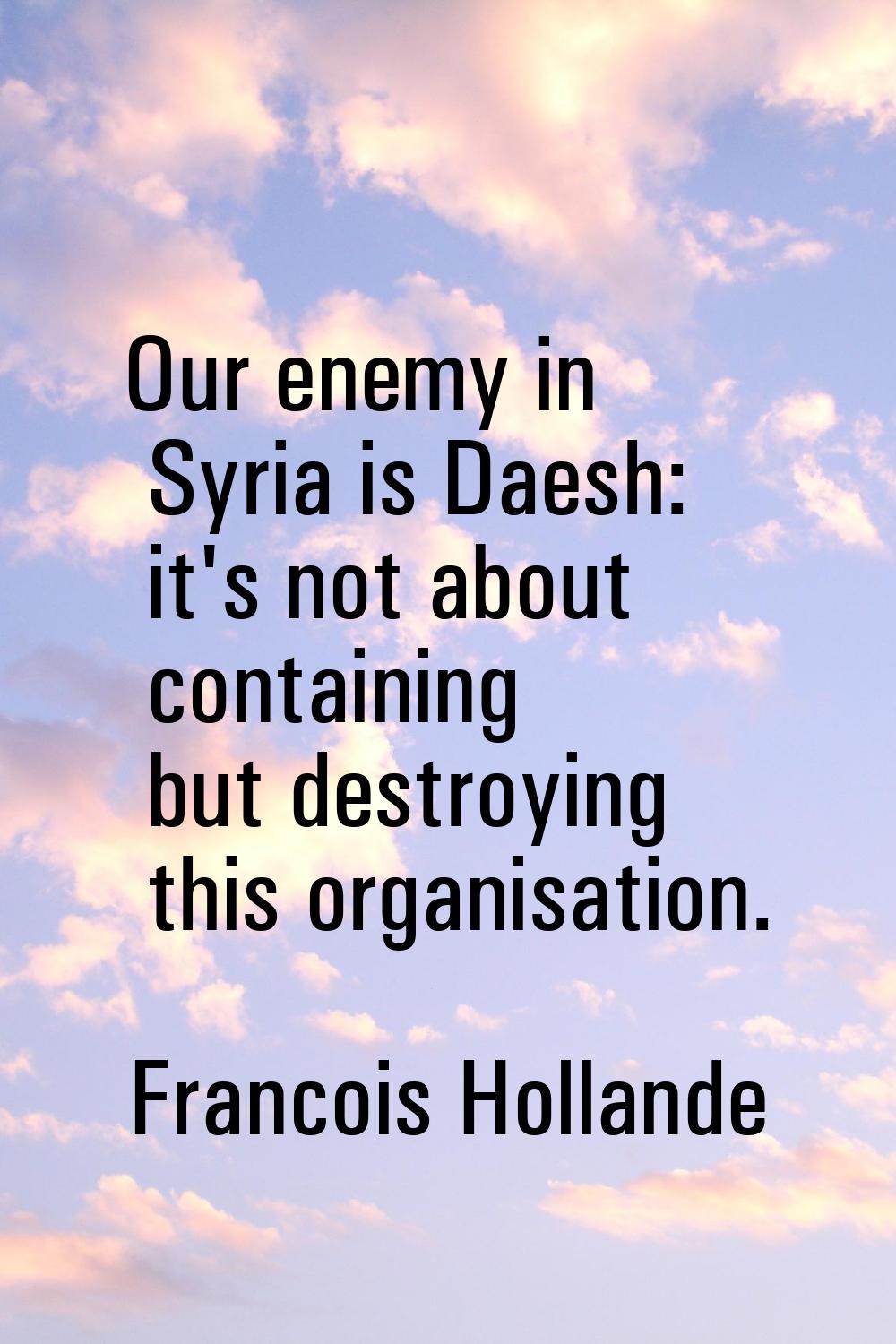 Our enemy in Syria is Daesh: it's not about containing but destroying this organisation.
