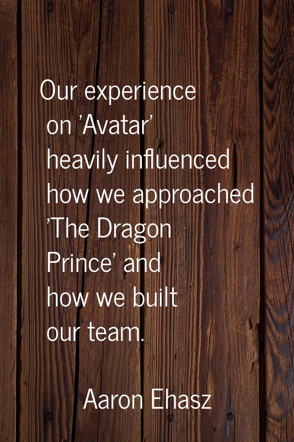 Our experience on 'Avatar' heavily influenced how we approached 'The Dragon Prince' and how we buil