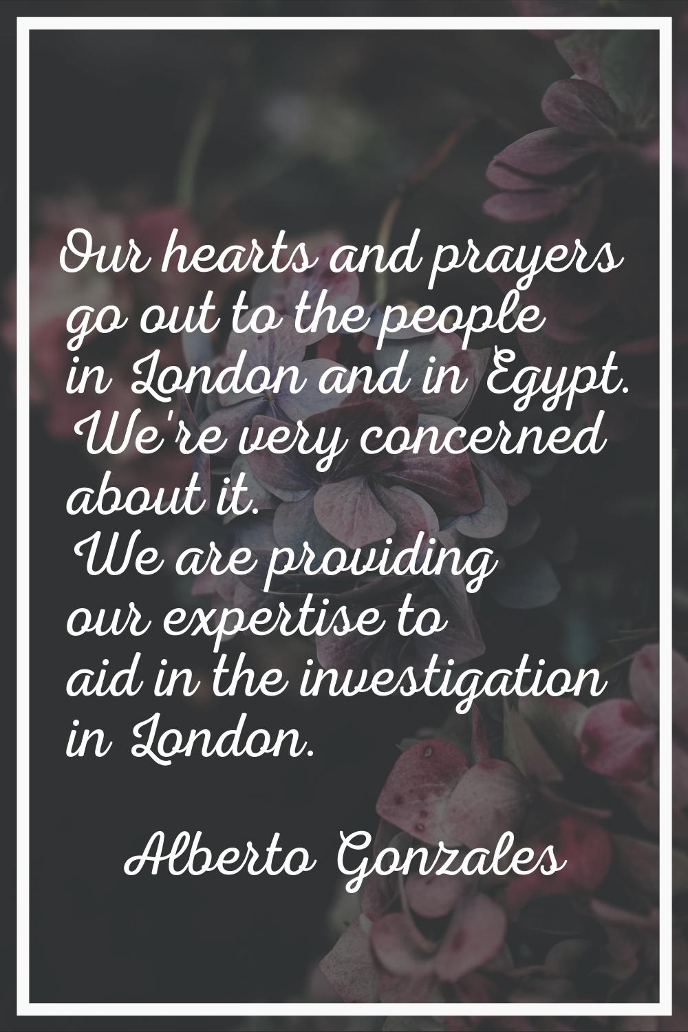 Our hearts and prayers go out to the people in London and in Egypt. We're very concerned about it. 