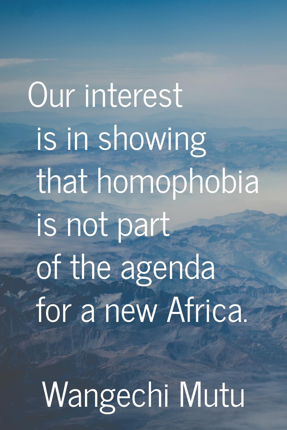 Our interest is in showing that homophobia is not part of the agenda for a new Africa.