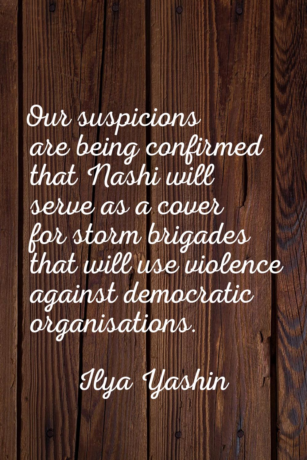 Our suspicions are being confirmed that Nashi will serve as a cover for storm brigades that will us