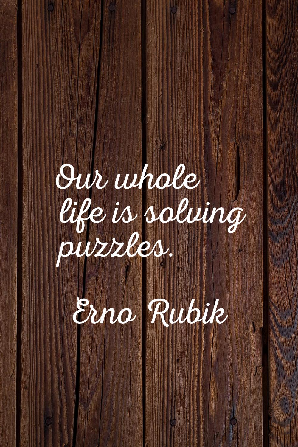 Our whole life is solving puzzles.