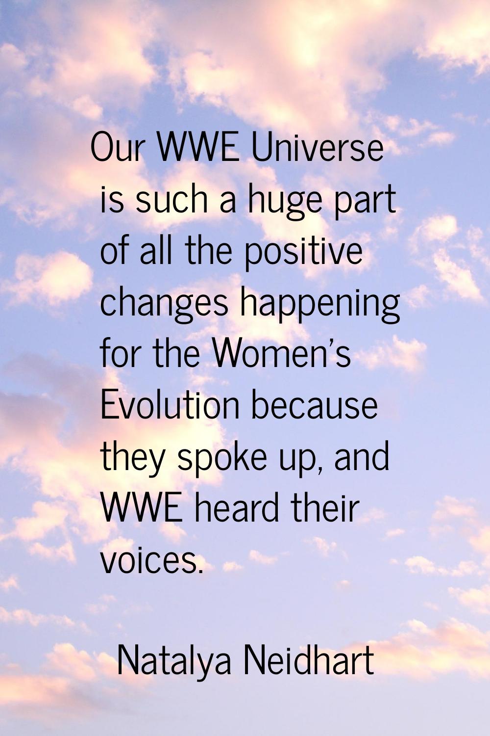 Our WWE Universe is such a huge part of all the positive changes happening for the Women's Evolutio