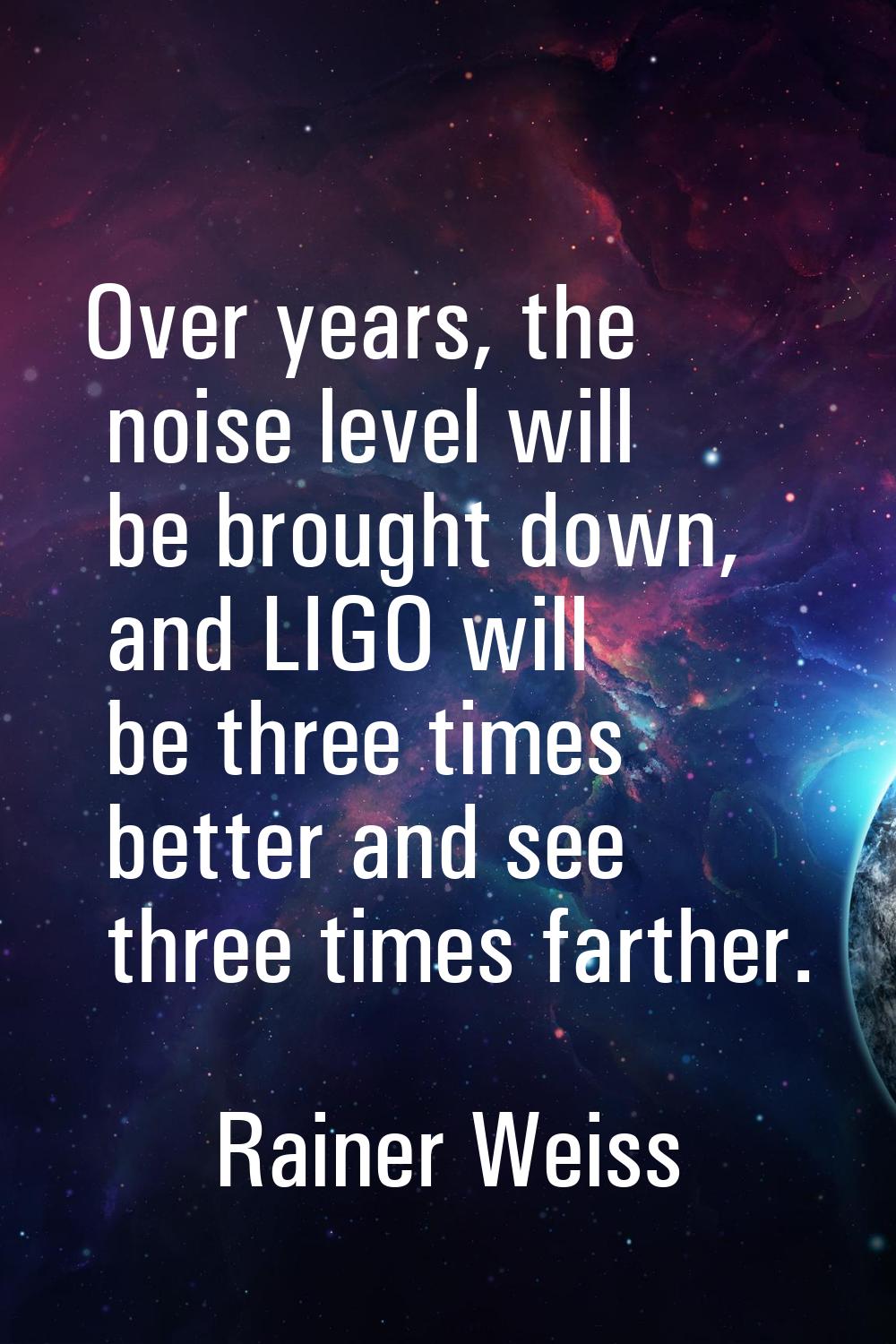 Over years, the noise level will be brought down, and LIGO will be three times better and see three