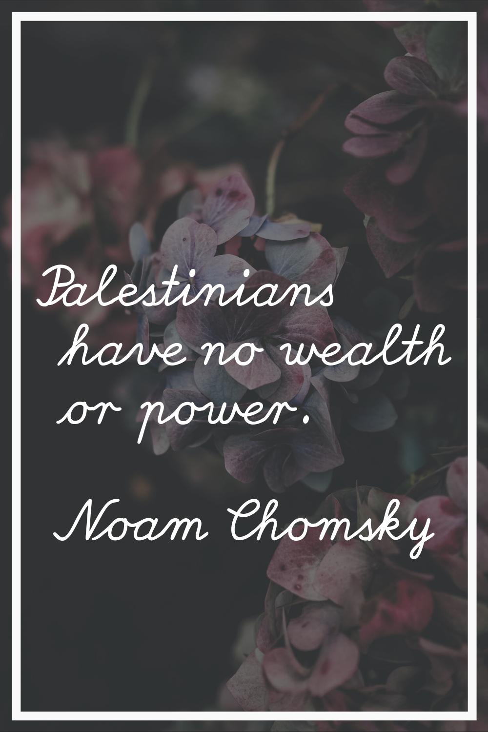 Palestinians have no wealth or power.