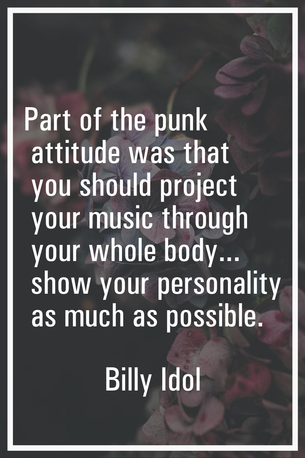 Part of the punk attitude was that you should project your music through your whole body... show yo