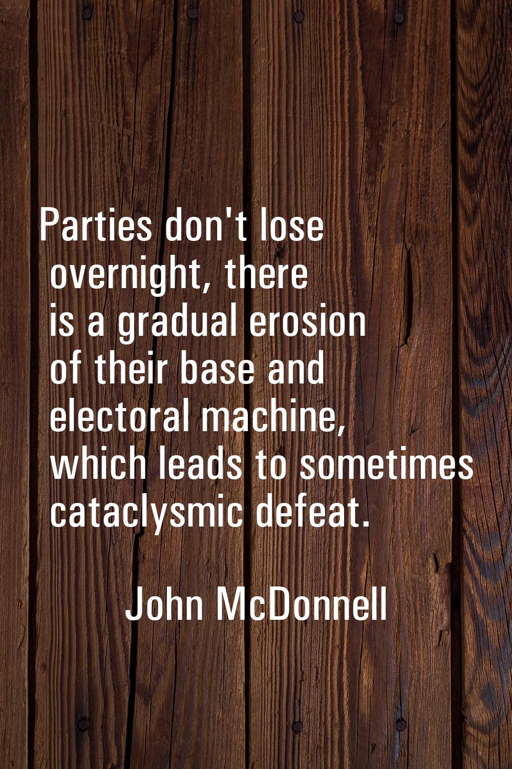 Parties don't lose overnight, there is a gradual erosion of their base and electoral machine, which