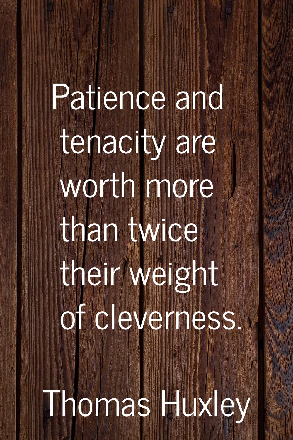 Patience and tenacity are worth more than twice their weight of cleverness.