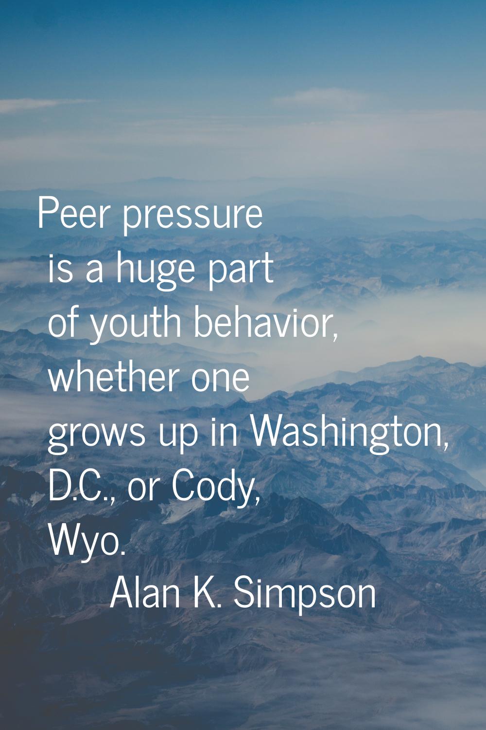 Peer pressure is a huge part of youth behavior, whether one grows up in Washington, D.C., or Cody, 