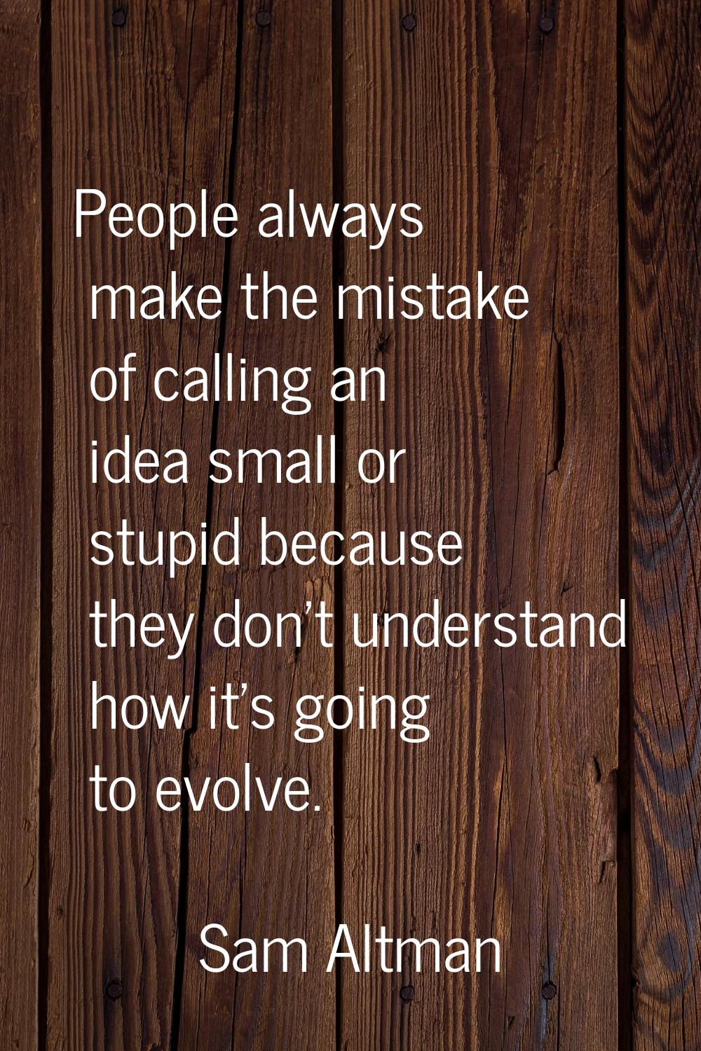 People always make the mistake of calling an idea small or stupid because they don't understand how