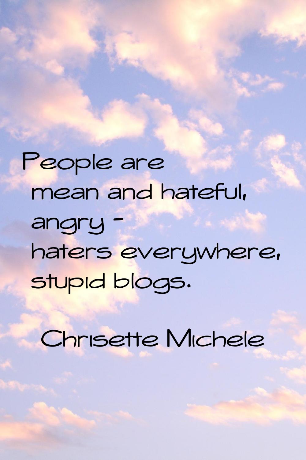People are mean and hateful, angry - haters everywhere, stupid blogs.