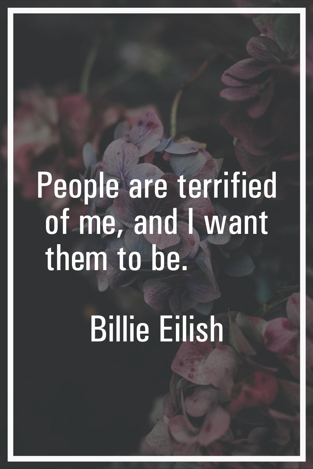 People are terrified of me, and I want them to be.